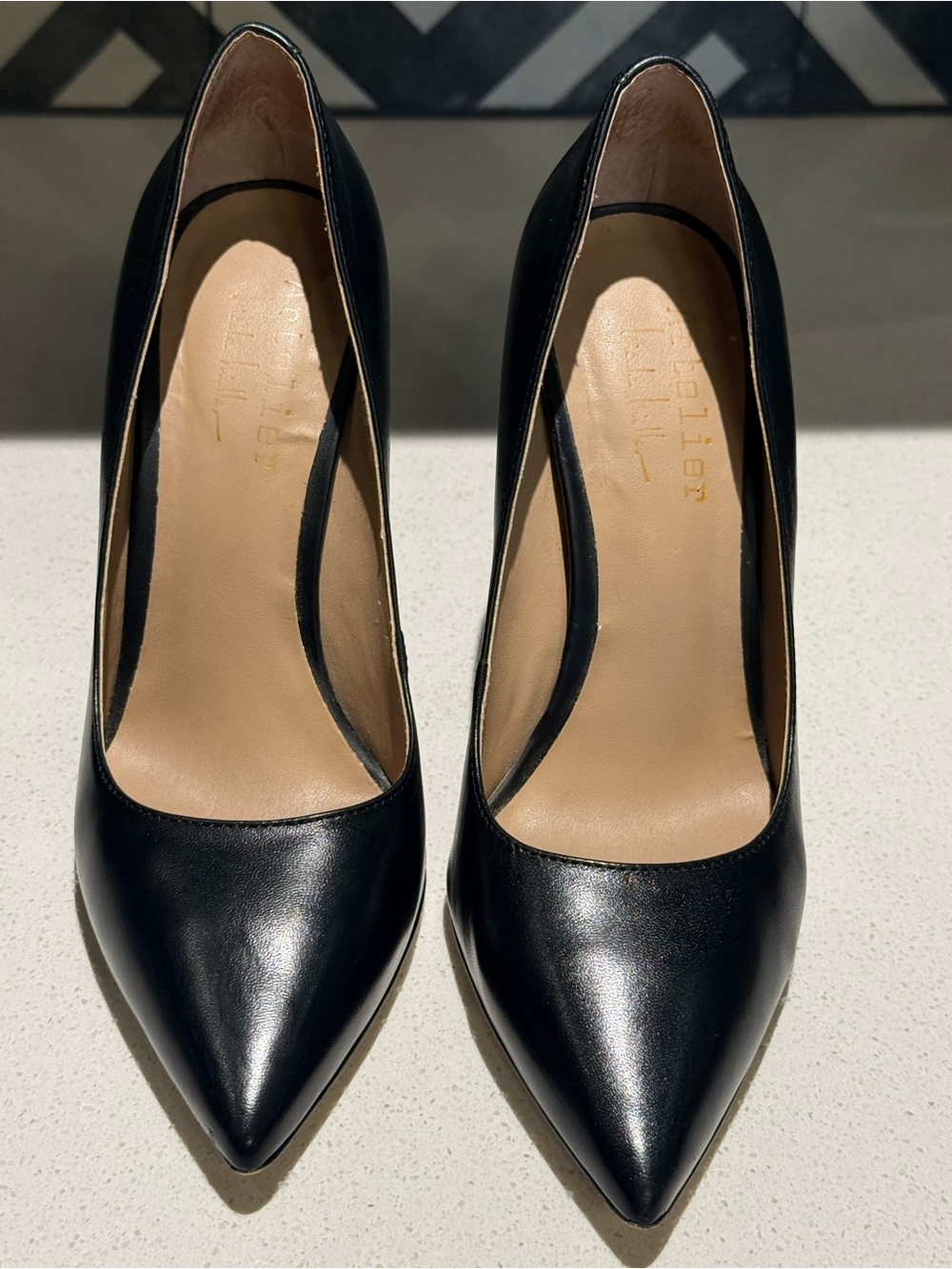 Nicole Miller Black Pointed Leather Pumps